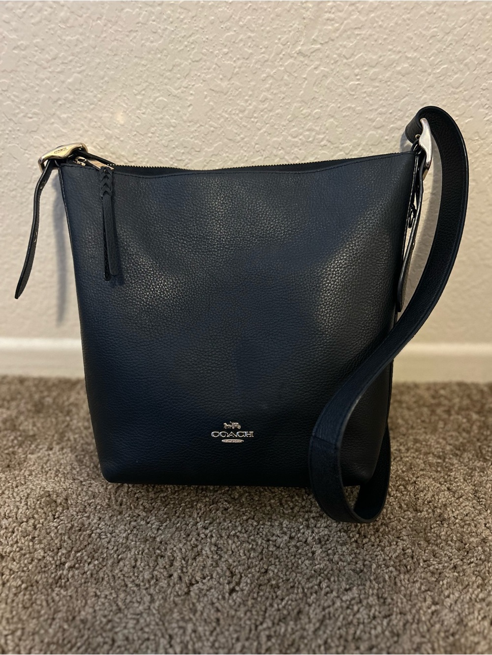Coach Black Pebble Leather Crossbody Shoulder Bag